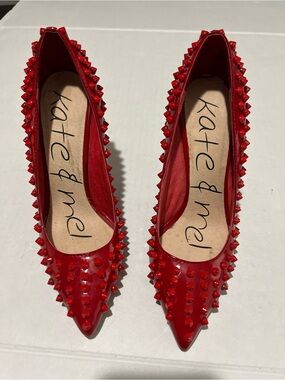 Kate & Mel Red Spiked Stiletto Heels Women's Size 6.5